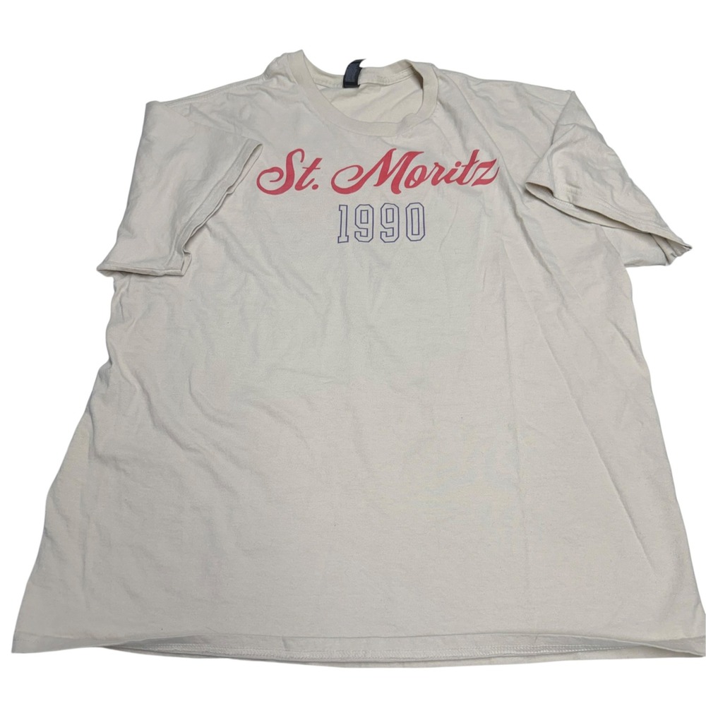 Light Mushroom Brown St Moritz 1990 Graphic Souvenir Tee